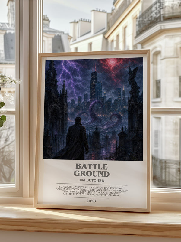 Battle Ground bookish poster colour and style options – Jim Butcher book art