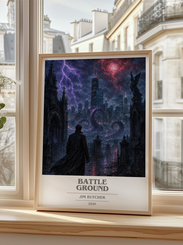 Battle Ground book cover poster colour and style options – Jim Butcher book art