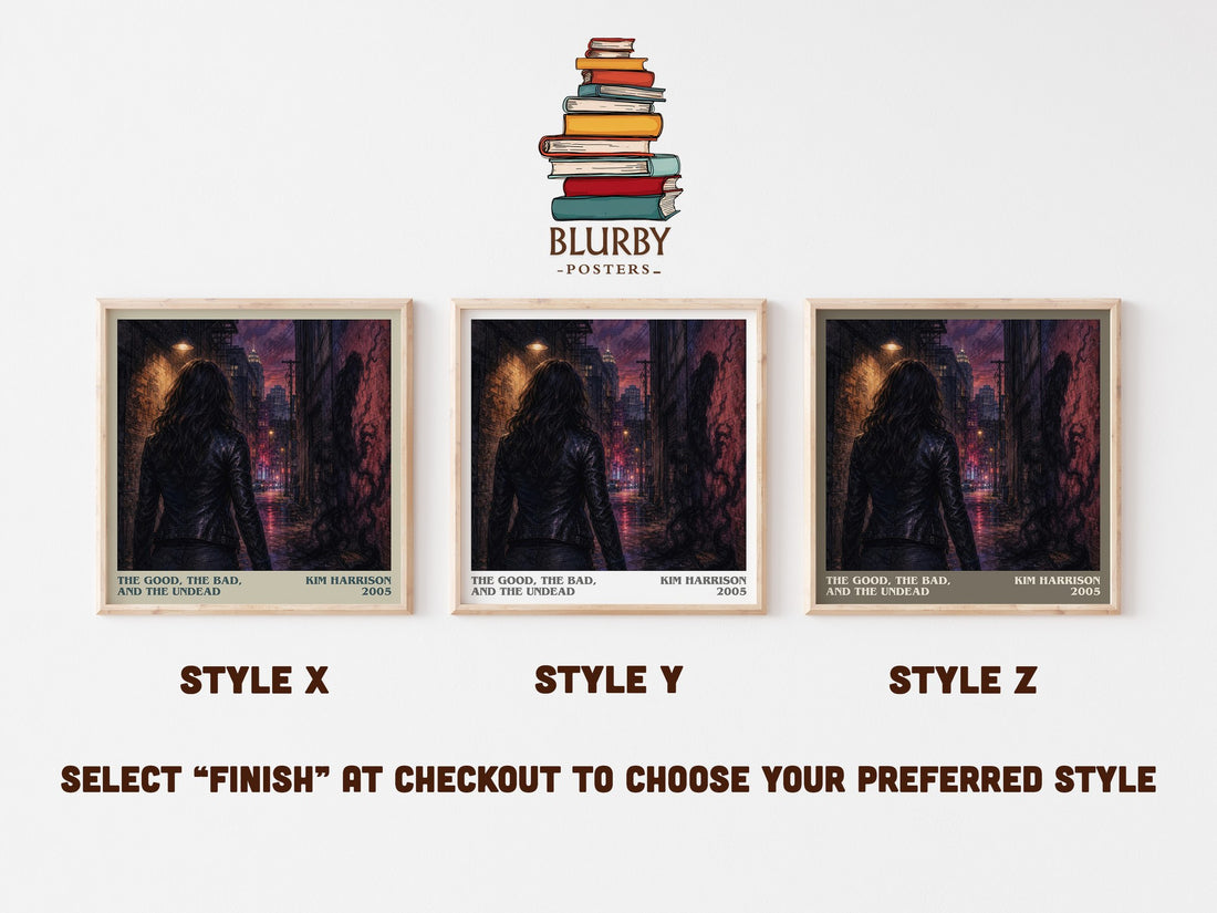 The Good, the Bad, and the Undead literary print in frame leaning in hallway – fantasy wall art (mockup)