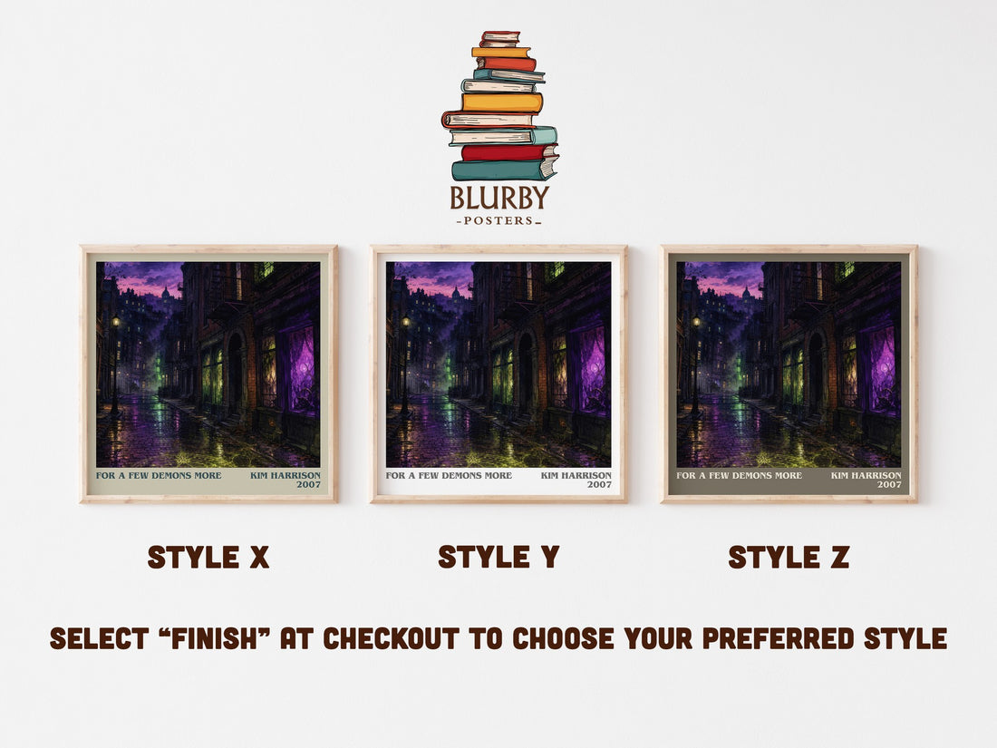 For a Few Demons More literary print in frame leaning in hallway – fantasy wall art (mockup)