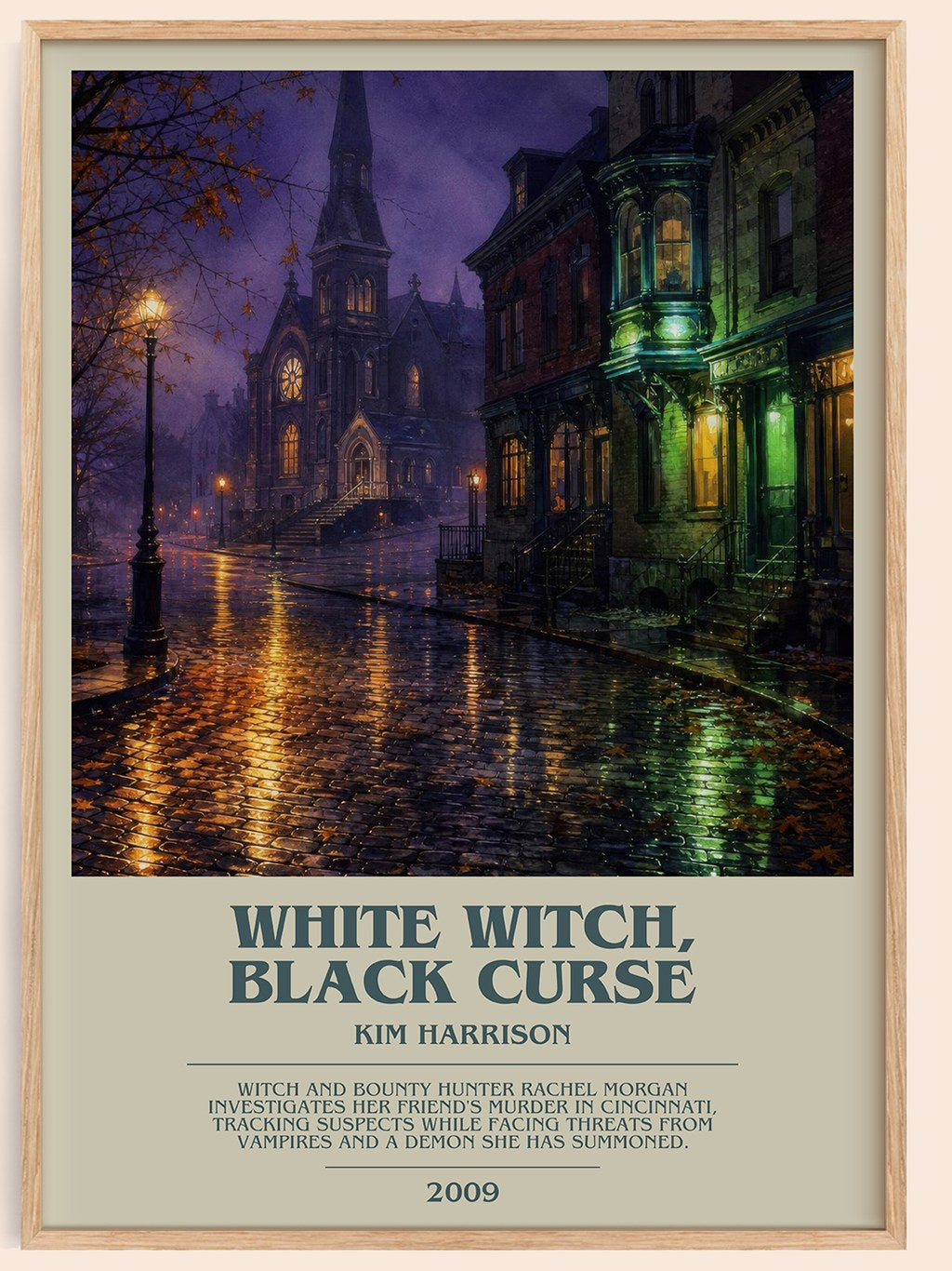 White Witch, Black Curse bookish book poster by Kim Harrison – framed literary art print