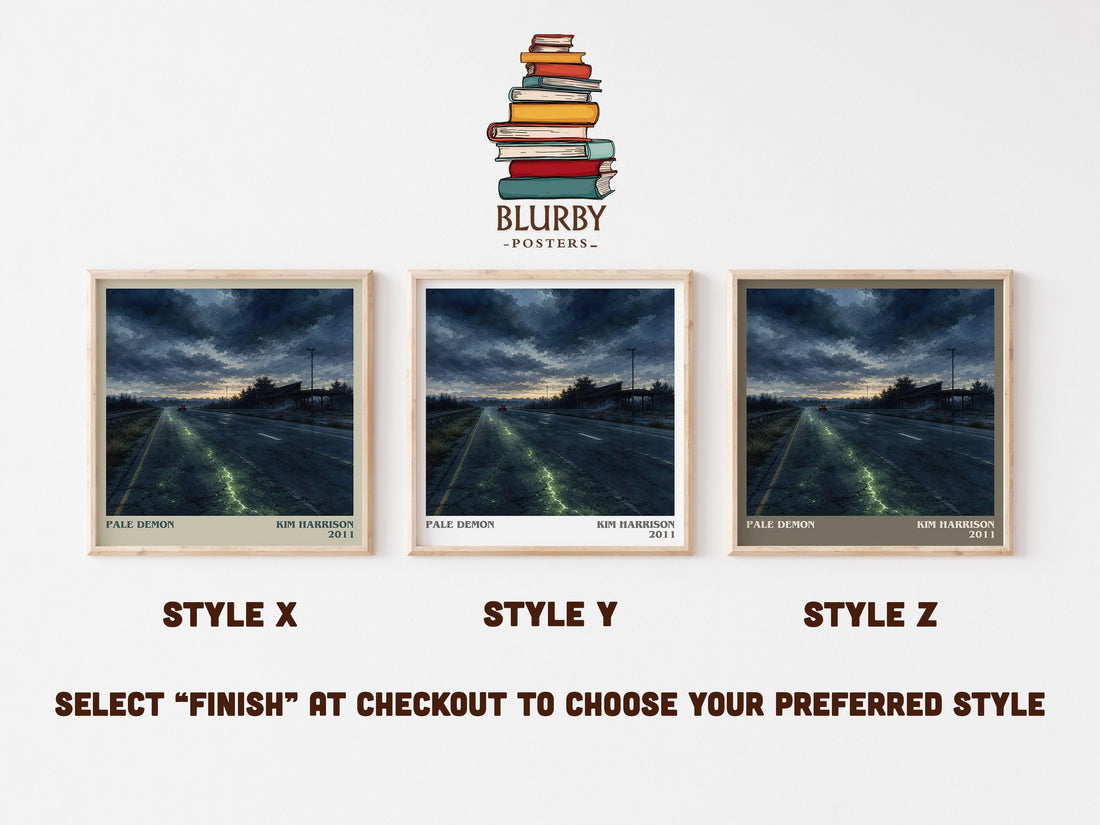 Pale Demon literary print in frame leaning in hallway – fantasy wall art (mockup)