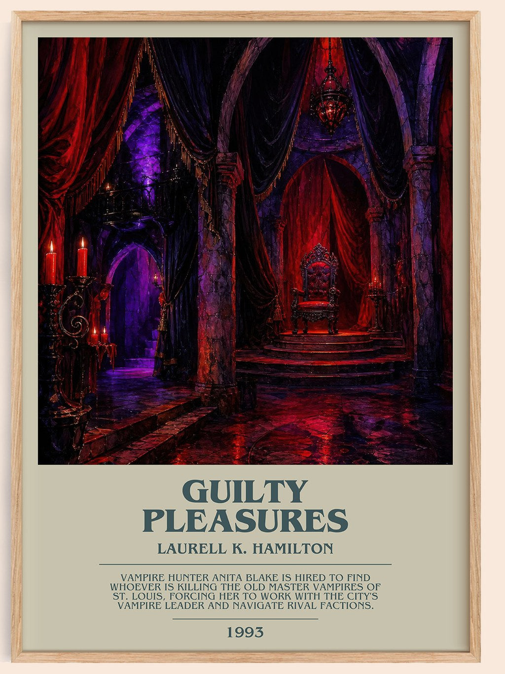 Guilty Pleasures bookish book poster by Laurell K. Hamilton – framed literary art print
