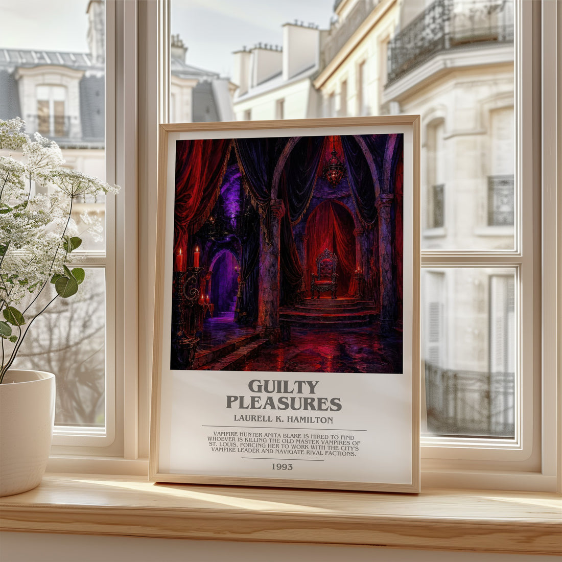 Guilty Pleasures bookish poster colour and style options – Laurell K. Hamilton book art