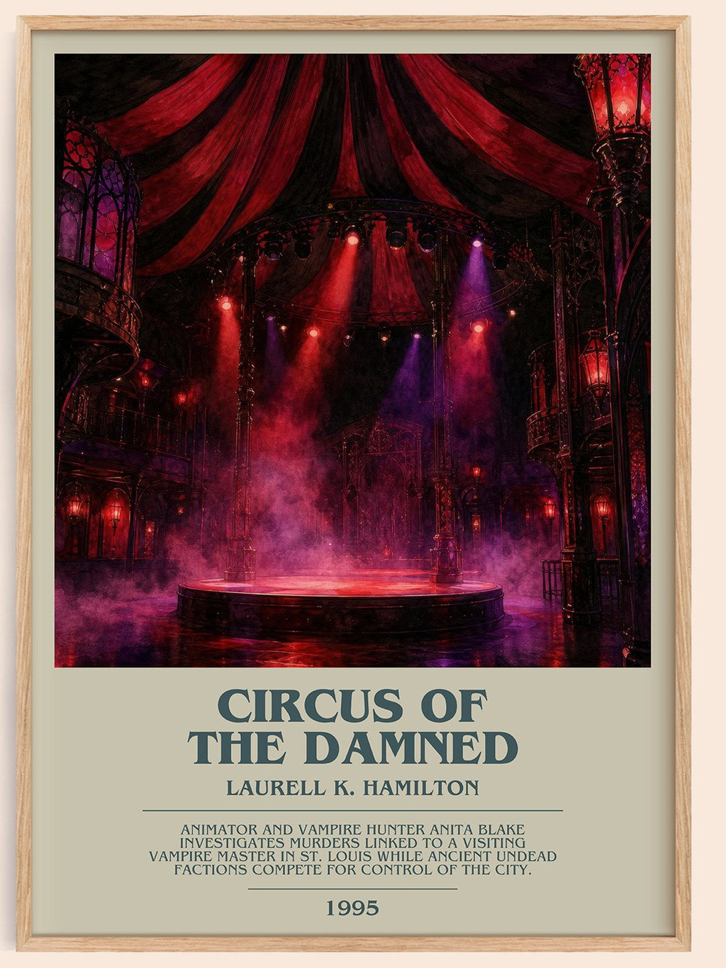 Circus of the Damned bookish book poster by Laurell K. Hamilton – framed literary art print