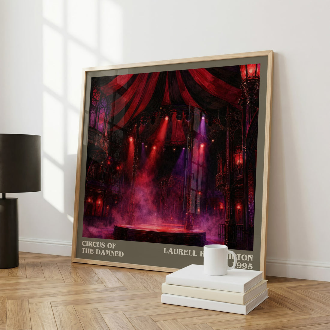 Circus of the Damned literary print framed by window – literary home decor