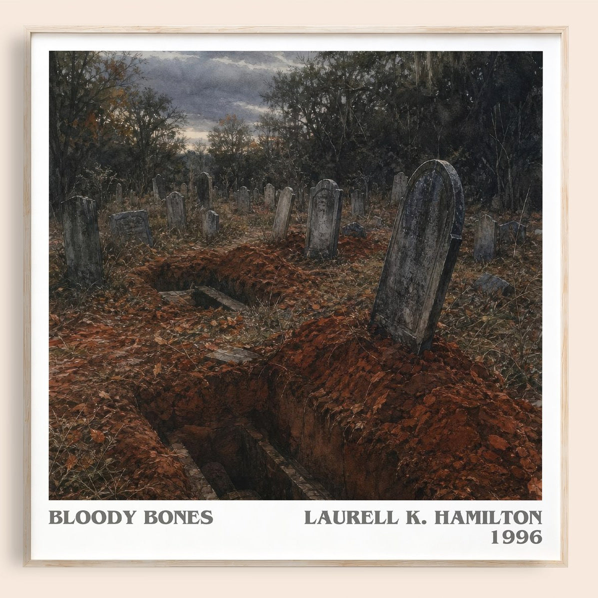 Bloody Bones literary book poster by Laurell K. Hamilton – framed literary art print