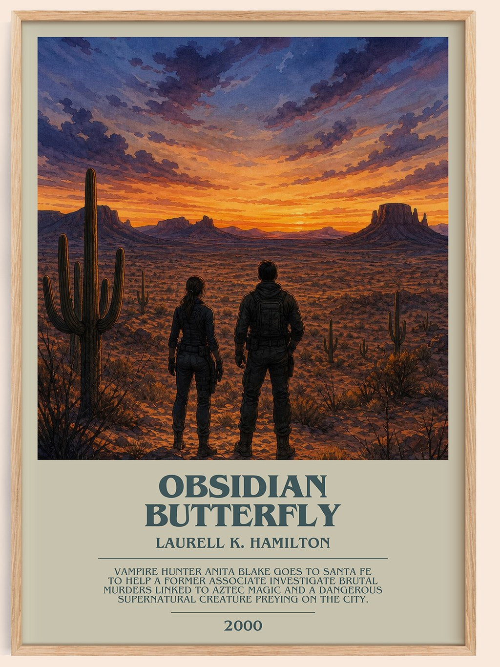 Obsidian Butterfly bookish book poster by Laurell K. Hamilton – framed literary art print