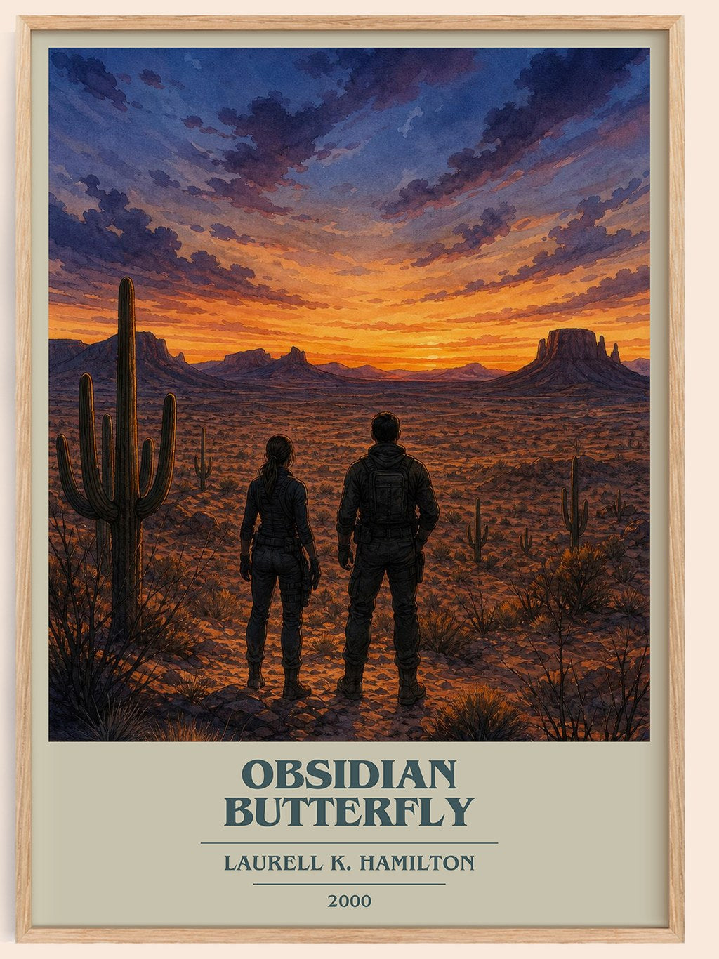 Obsidian Butterfly book cover book poster by Laurell K. Hamilton – framed literary art print