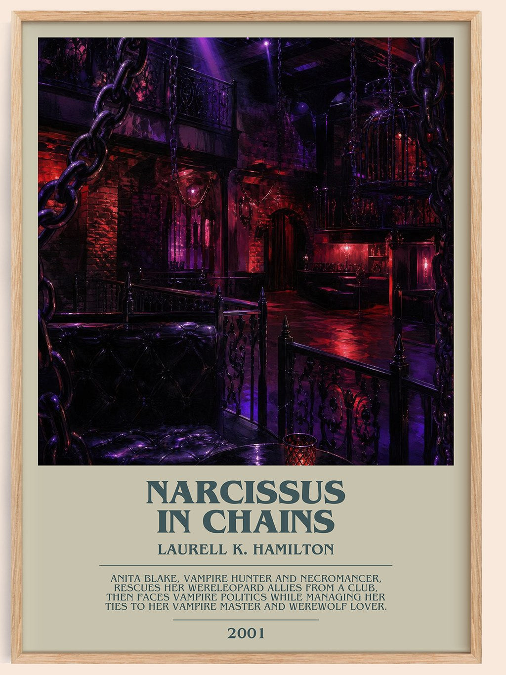 Narcissus in Chains bookish book poster by Laurell K. Hamilton – framed literary art print