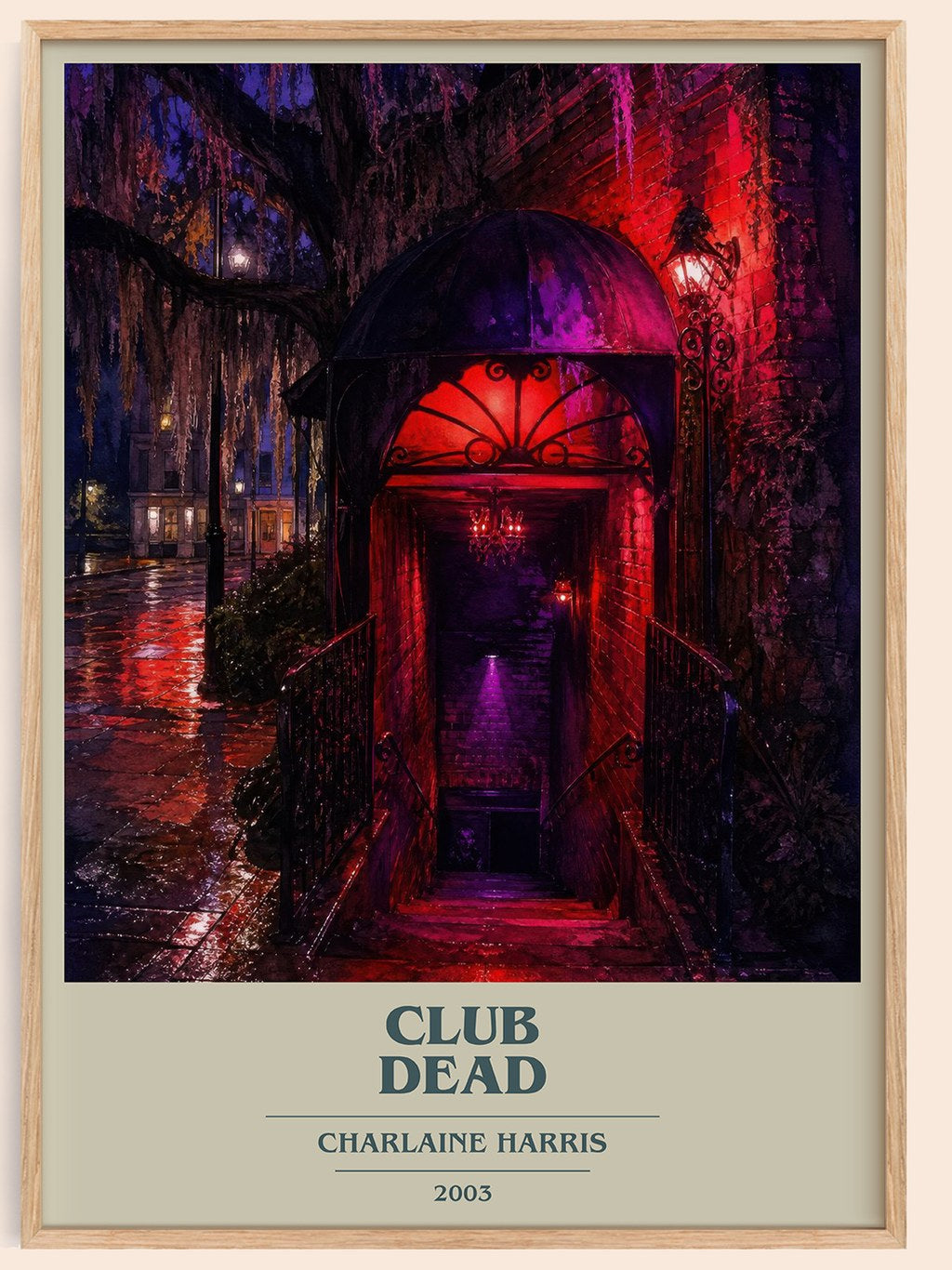 Club Dead book cover book poster by Charlaine Harris – framed literary art print