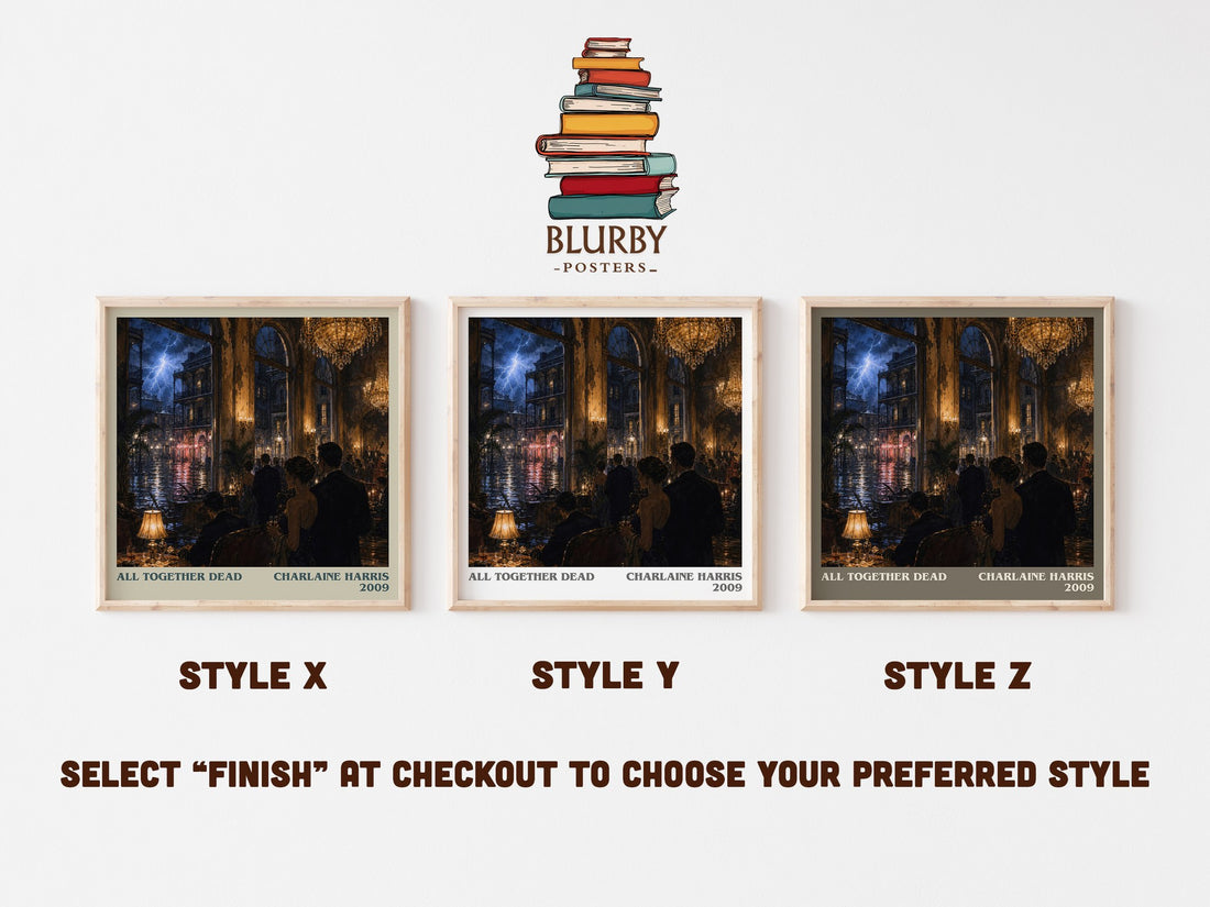 All Together Dead literary print in frame leaning in hallway – fantasy wall art (mockup)