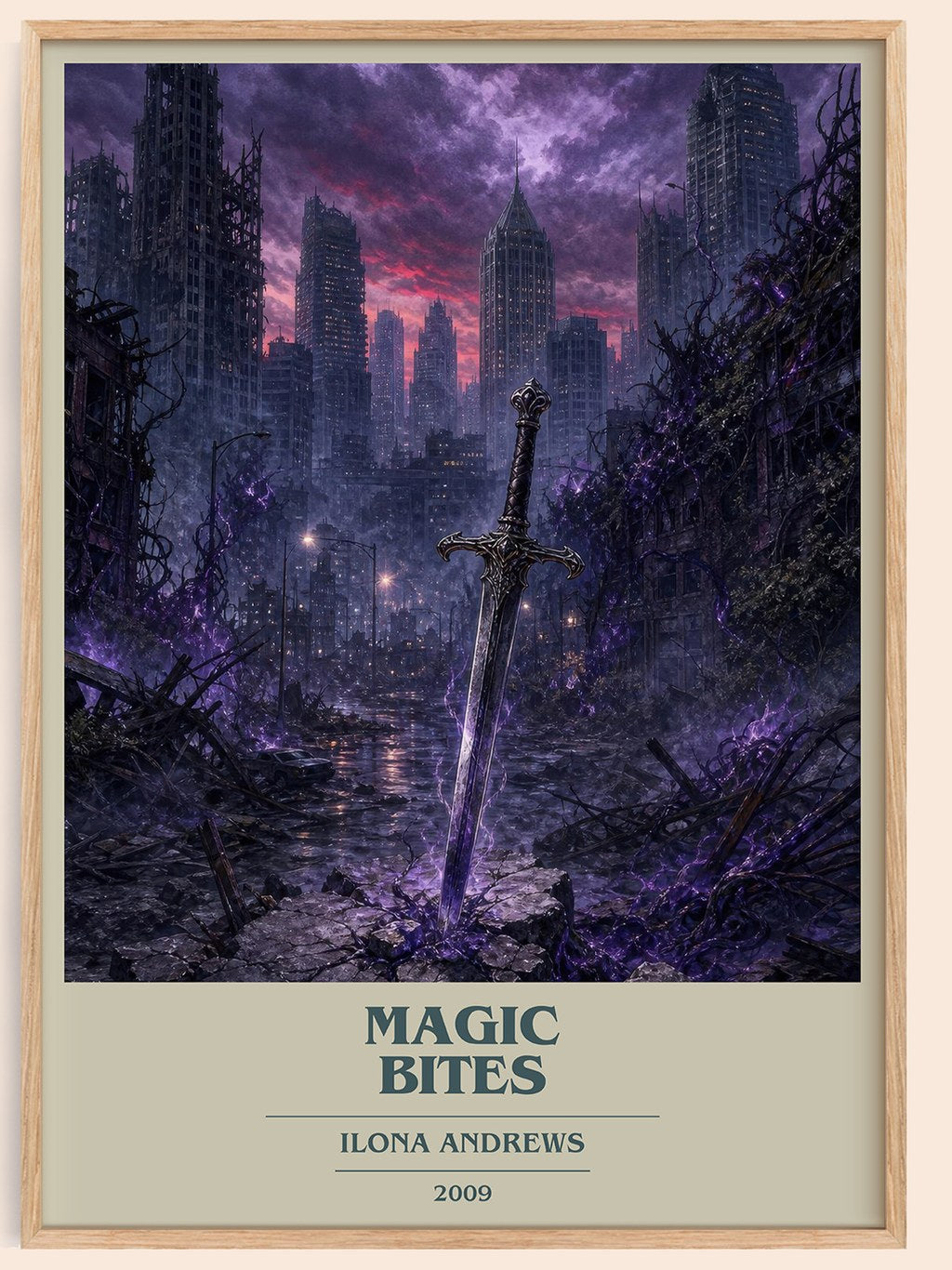 Magic Bites book cover book poster by Ilona Andrews – framed literary art print