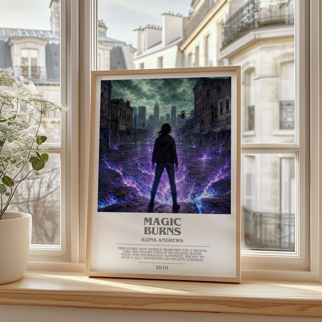 Magic Burns bookish poster colour and style options – Ilona Andrews book art