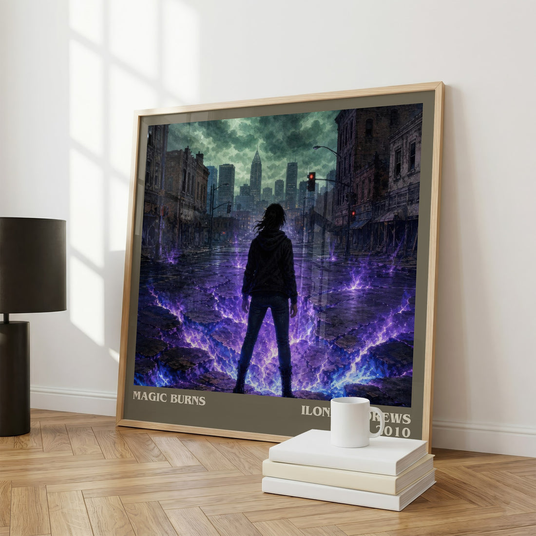 Magic Burns literary print framed by window – literary home decor