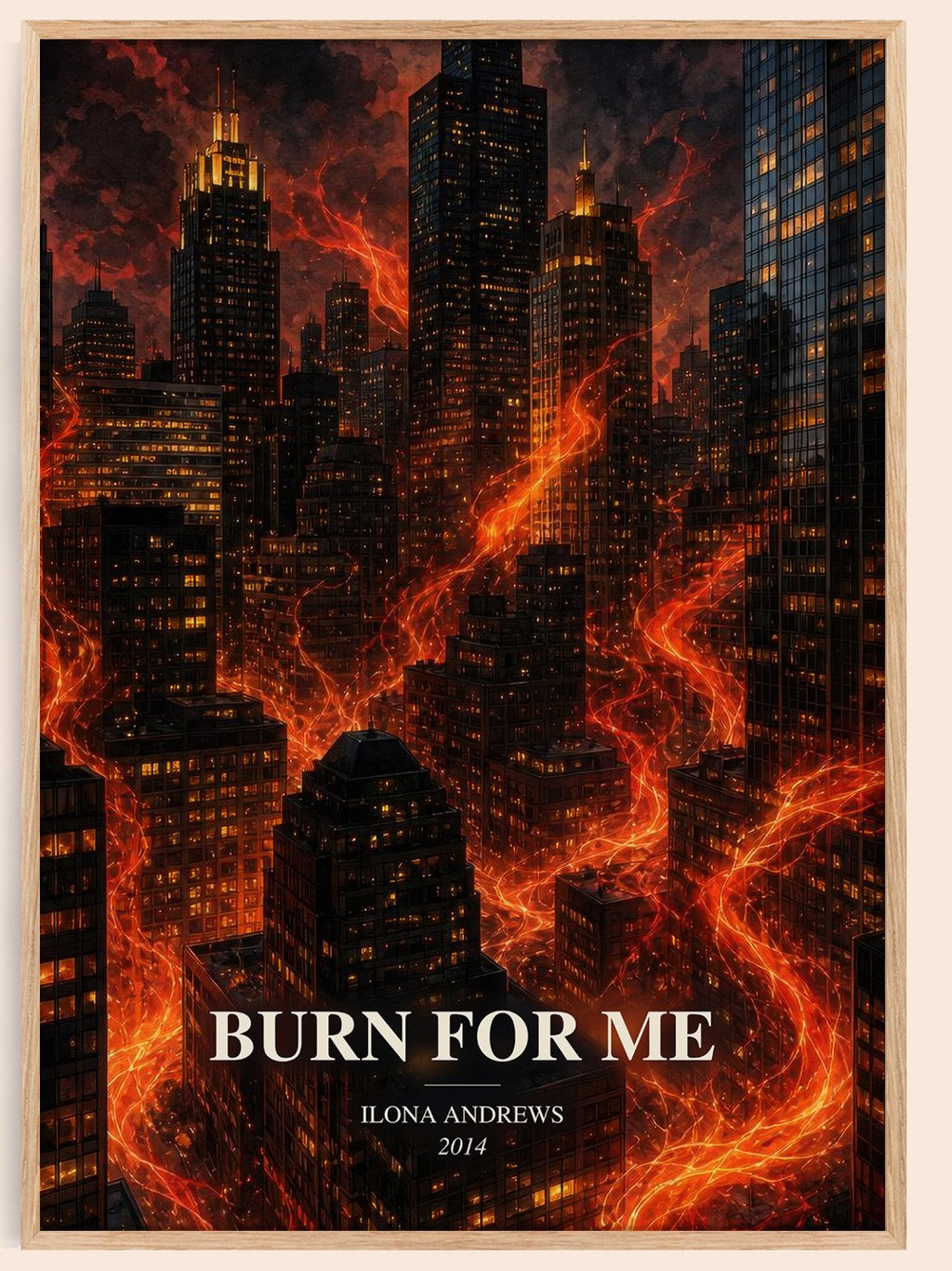 Burn for Me watercolour book poster by Ilona Andrews – framed literary art print