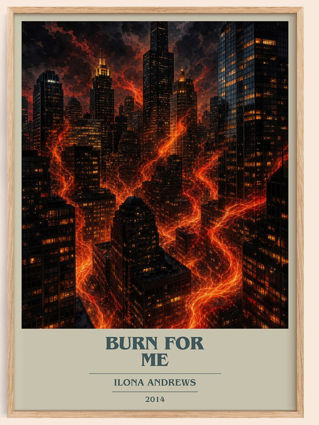 Burn for Me book cover book poster by Ilona Andrews – framed literary art print