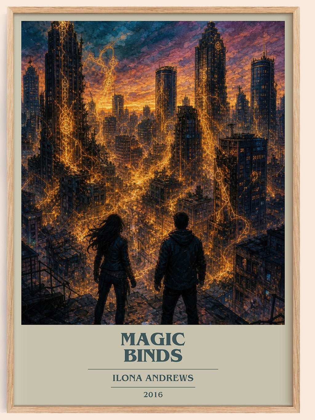 Magic Binds book cover book poster by Ilona Andrews – framed literary art print