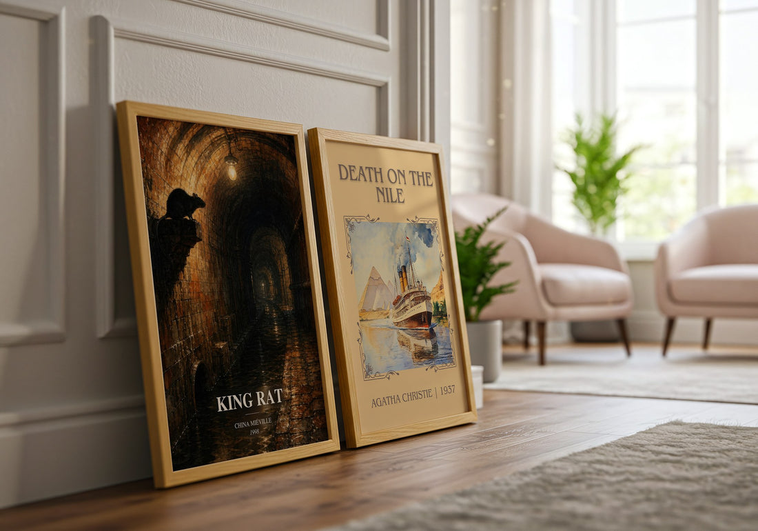 King Rat watercolour print framed by window – literary home decor