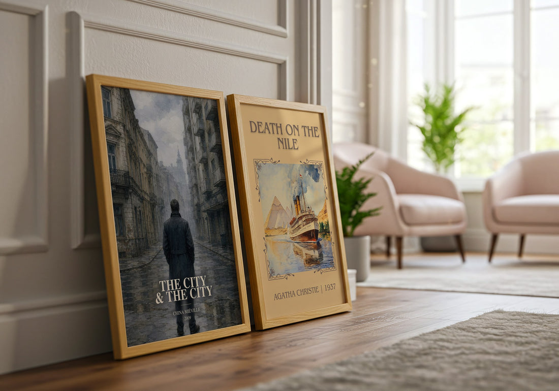The City & the City watercolour print framed by window – literary home decor