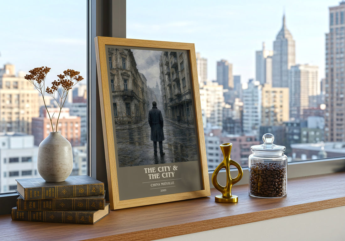 The City & the City book cover print framed by window – literary home decor