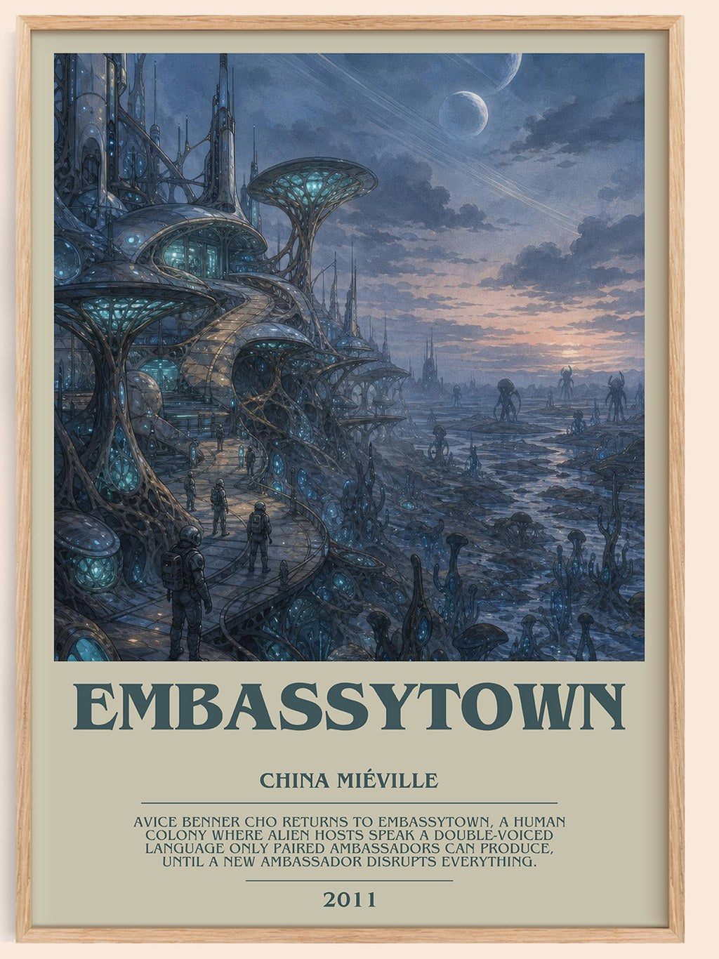 Embassytown bookish book poster by China Miéville – framed literary art print