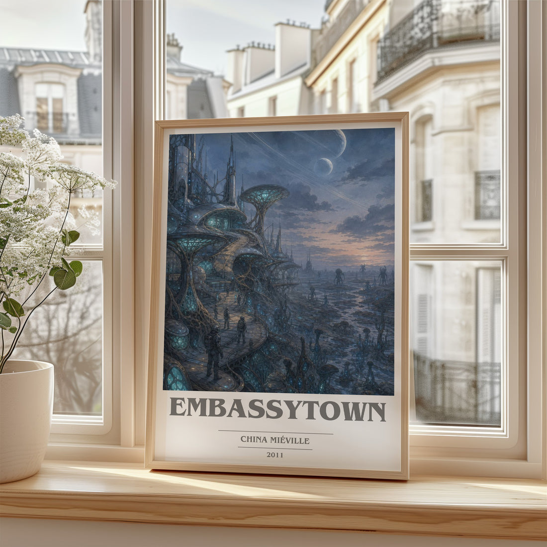 Embassytown book cover poster colour and style options – China Miéville book art