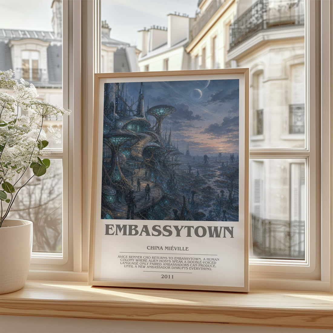 Embassytown bookish poster colour and style options – China Miéville book art