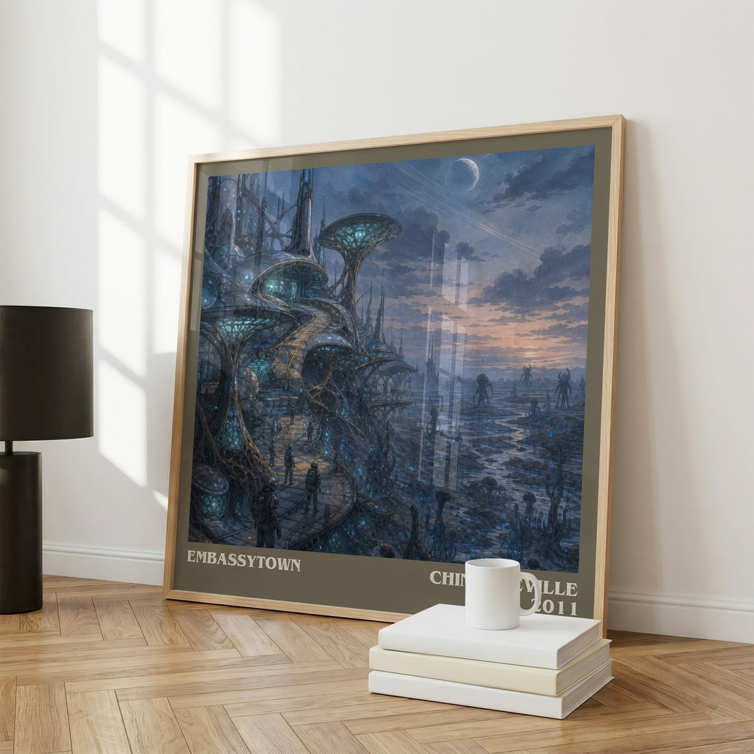 Embassytown literary print framed by window – literary home decor
