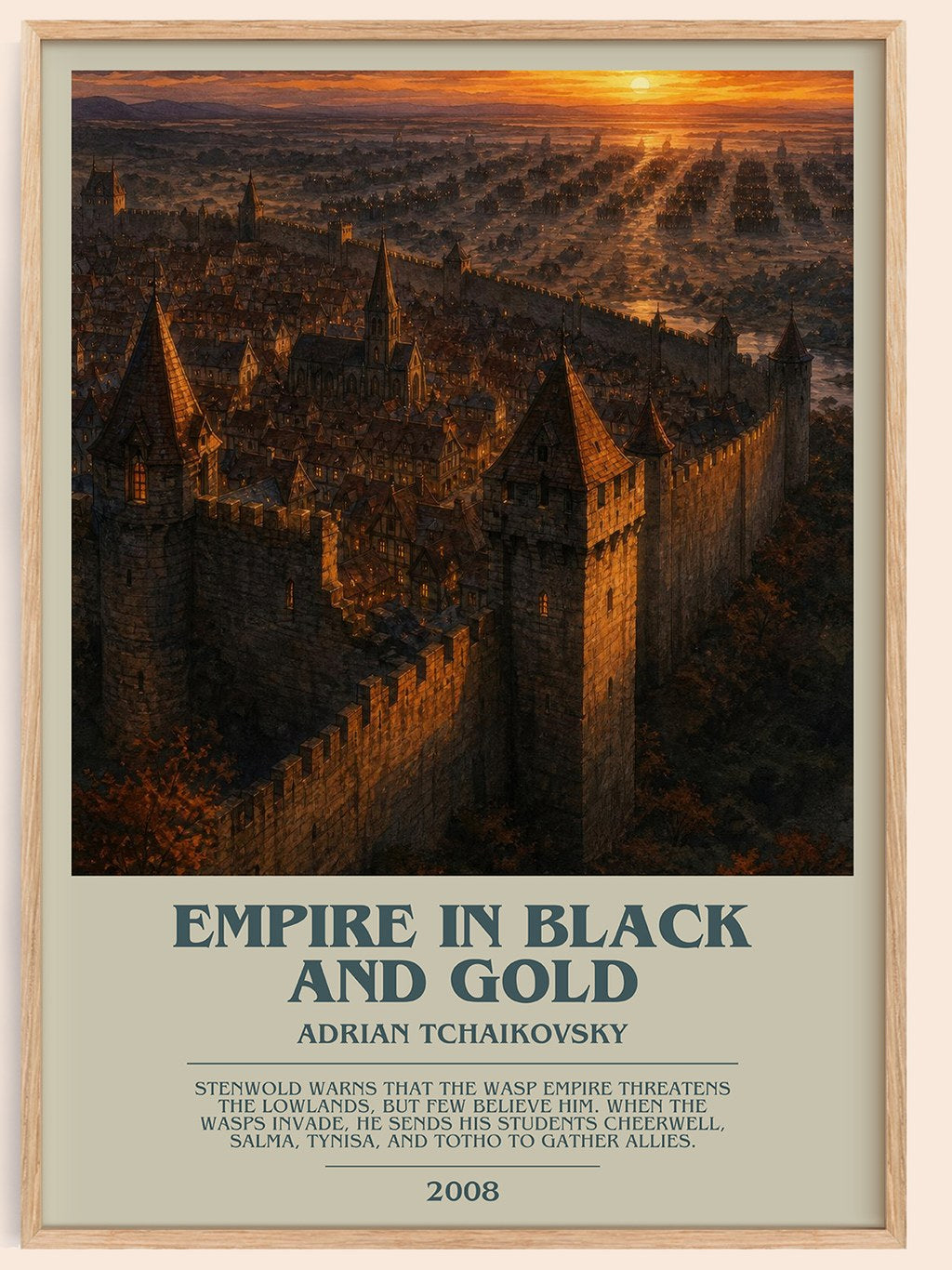Empire in Black and Gold bookish book poster by Adrian Tchaikovsky – framed literary art print
