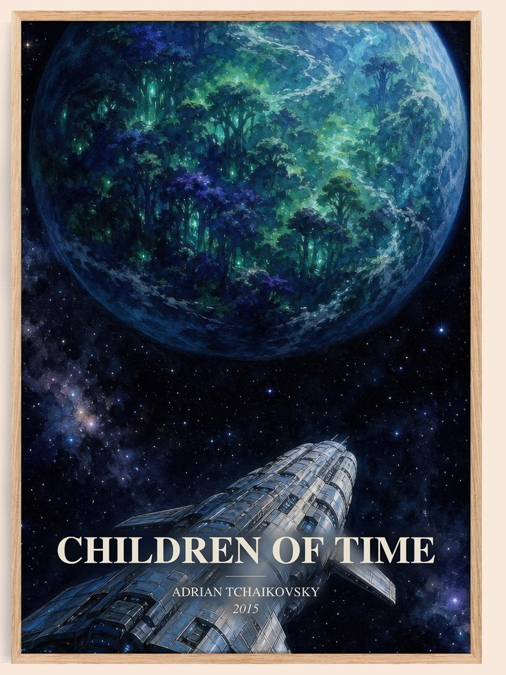 Children of Time watercolour book poster by Adrian Tchaikovsky – framed literary art print