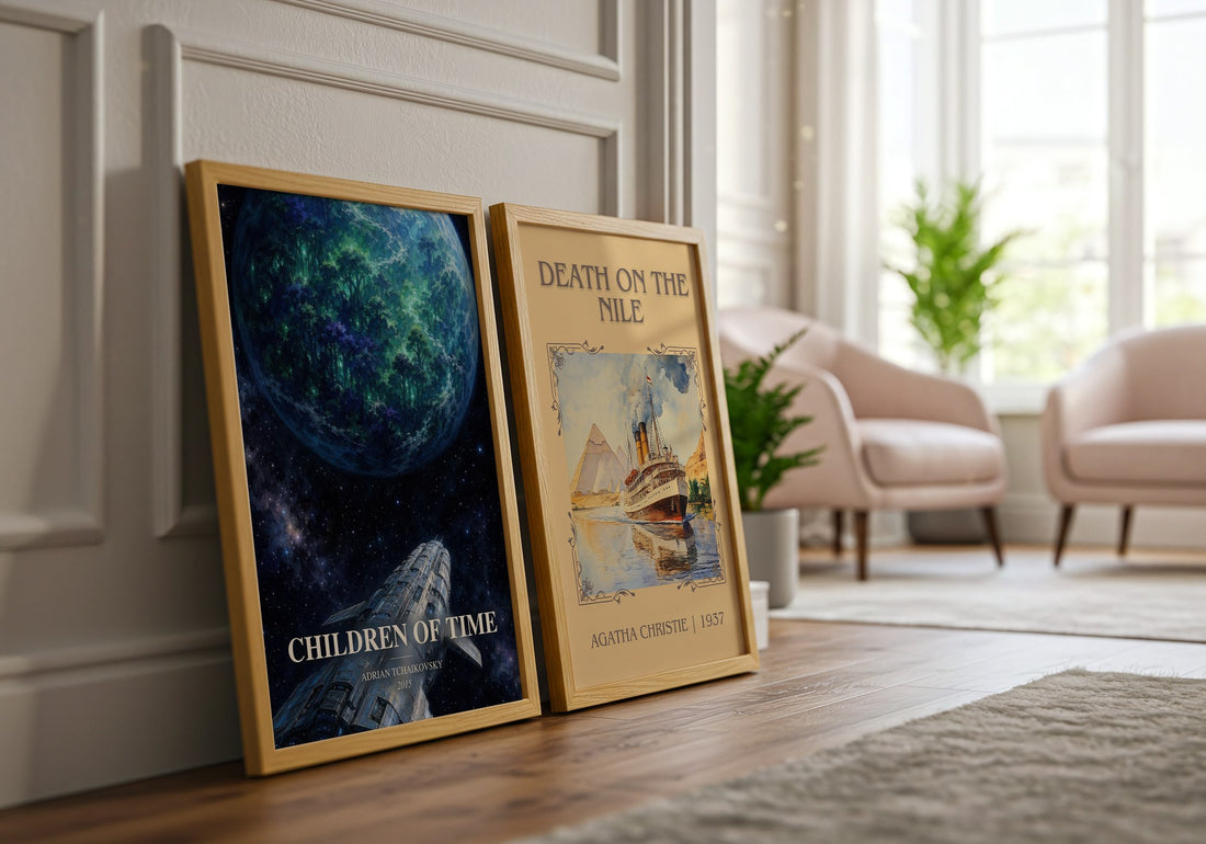 Children of Time watercolour print framed by window – literary home decor