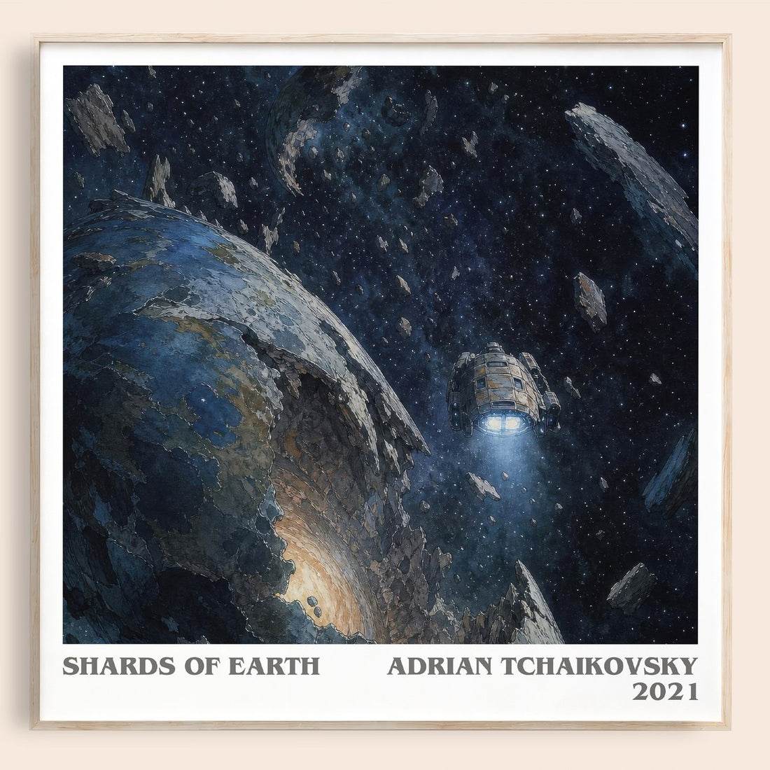 Shards of Earth literary book poster by Adrian Tchaikovsky – framed literary art print