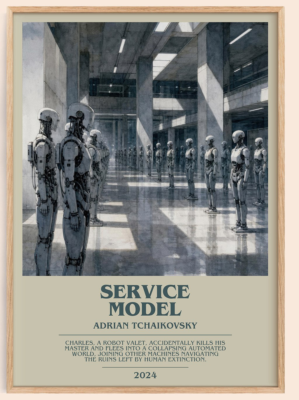 Service Model bookish book poster by Adrian Tchaikovsky – framed literary art print