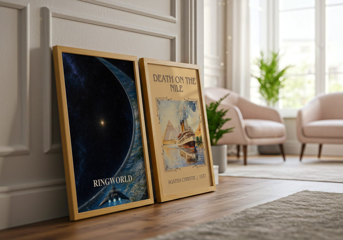 Ringworld watercolour print framed by window – literary home decor