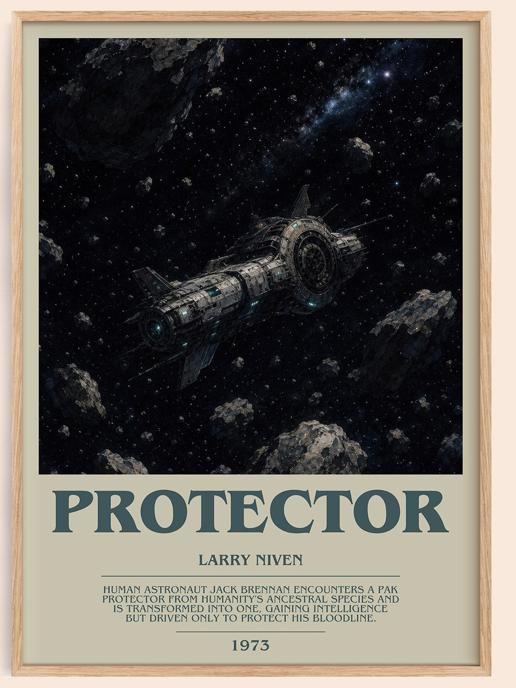Protector bookish book poster by Larry Niven – framed literary art print