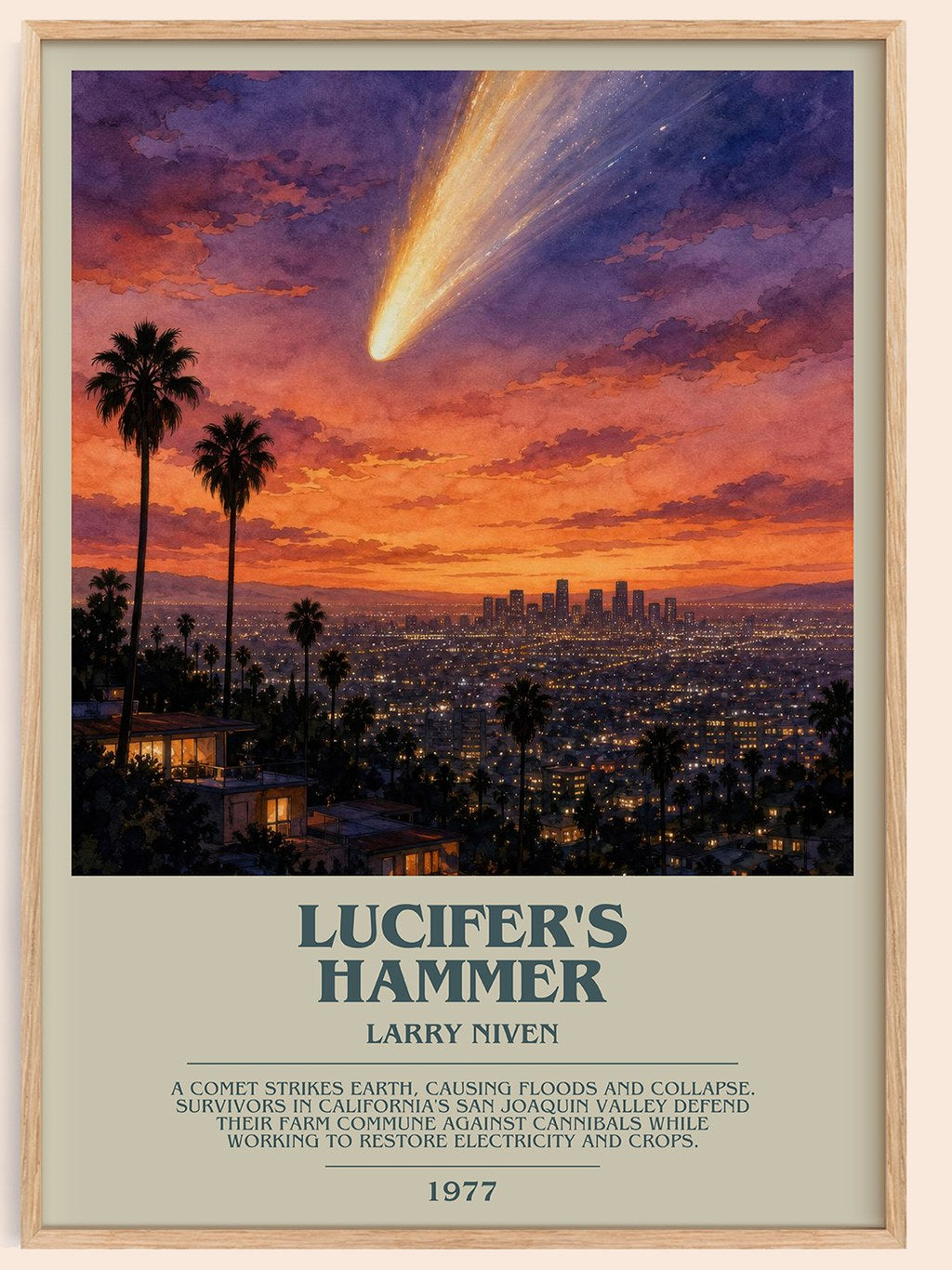 Lucifer's Hammer bookish book poster by Larry Niven – framed literary art print