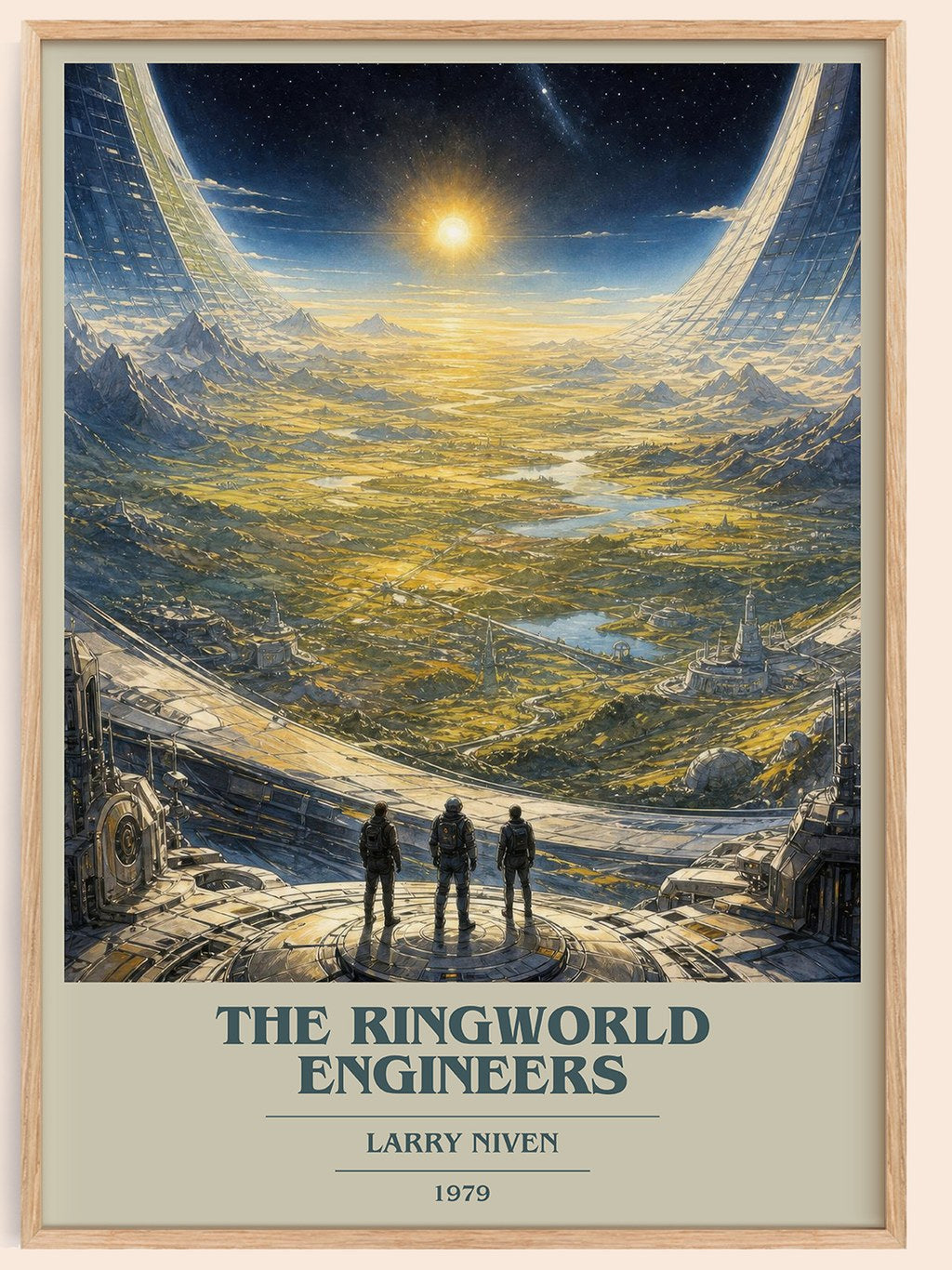 The Ringworld Engineers book cover book poster by Larry Niven – framed literary art print