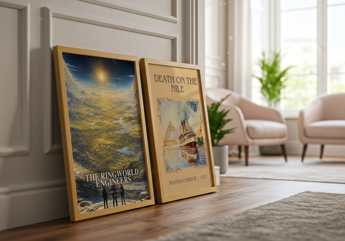 The Ringworld Engineers watercolour print framed by window – literary home decor
