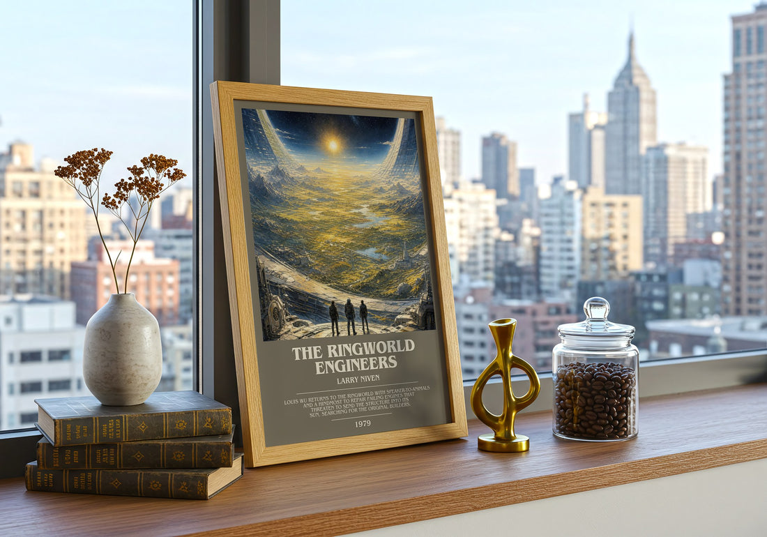 The Ringworld Engineers bookish print framed by window – literary home decor