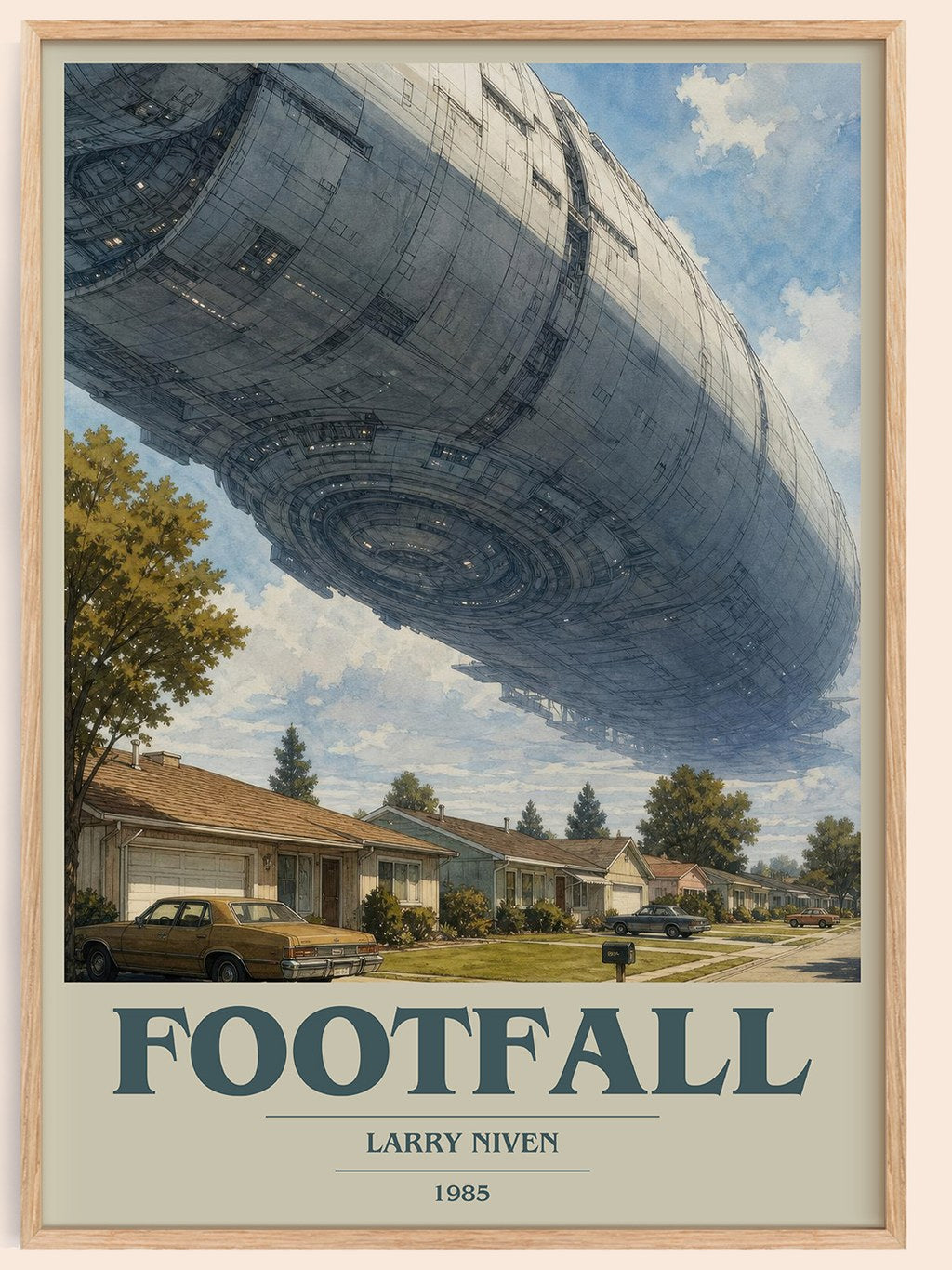 Footfall book cover book poster by Larry Niven – framed literary art print