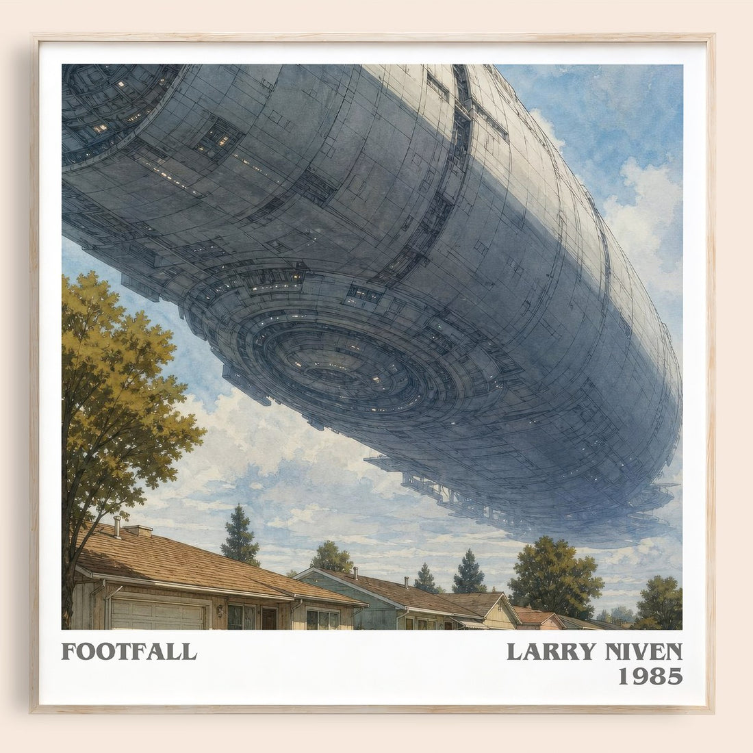 Footfall literary book poster by Larry Niven – framed literary art print