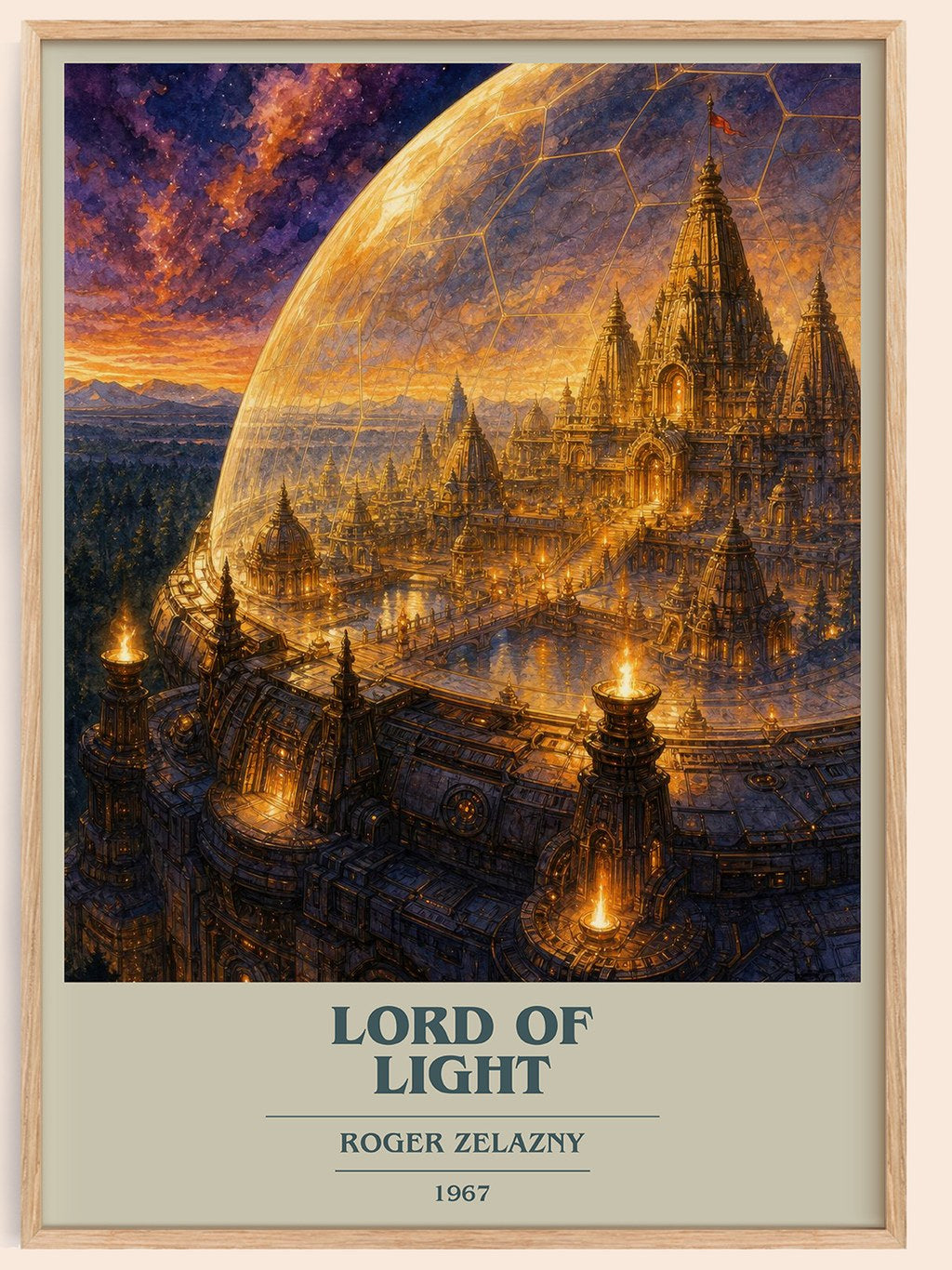 Lord of Light book cover book poster by Roger Zelazny – framed literary art print