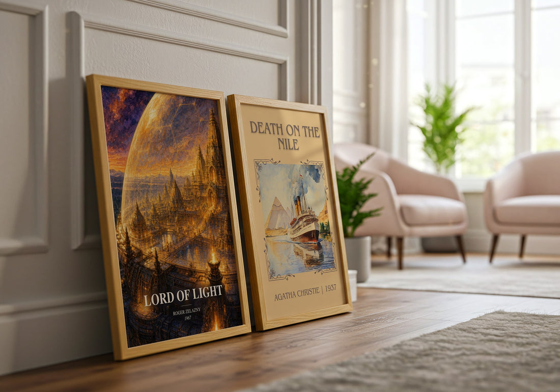 Lord of Light watercolour print framed by window – literary home decor