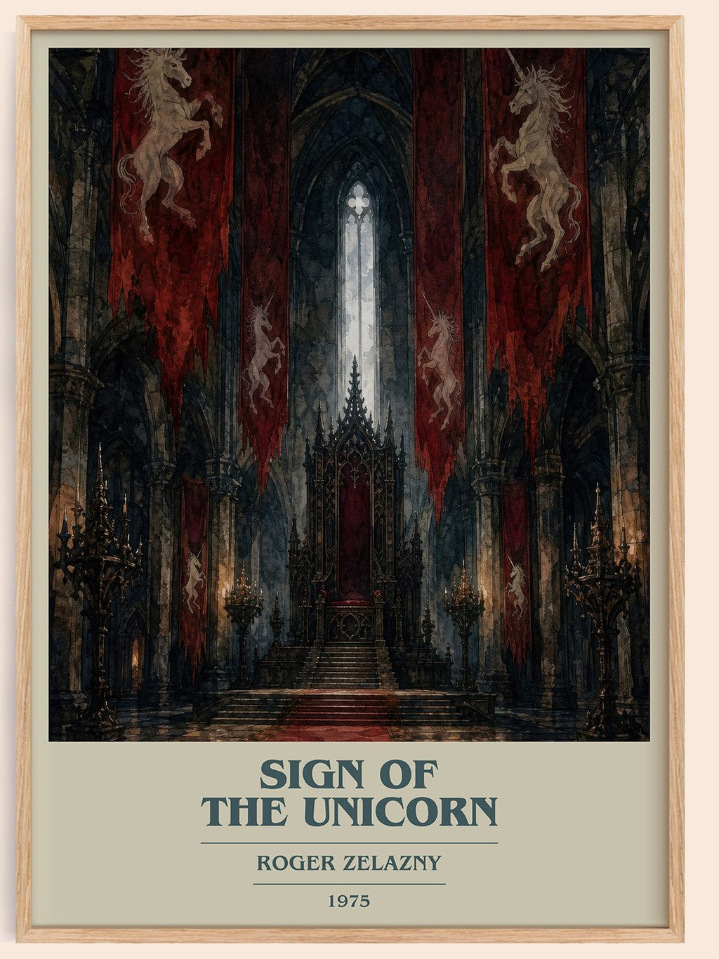 Sign of the Unicorn book cover book poster by Roger Zelazny – framed literary art print