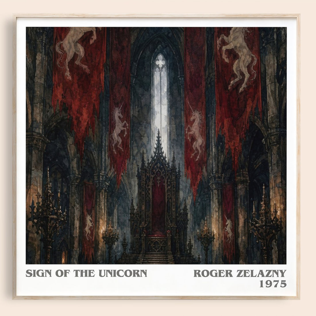 Sign of the Unicorn literary book poster by Roger Zelazny – framed literary art print