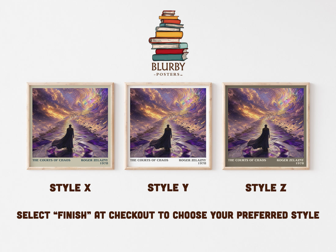 The Courts of Chaos literary print in frame leaning in hallway – fantasy wall art (mockup)