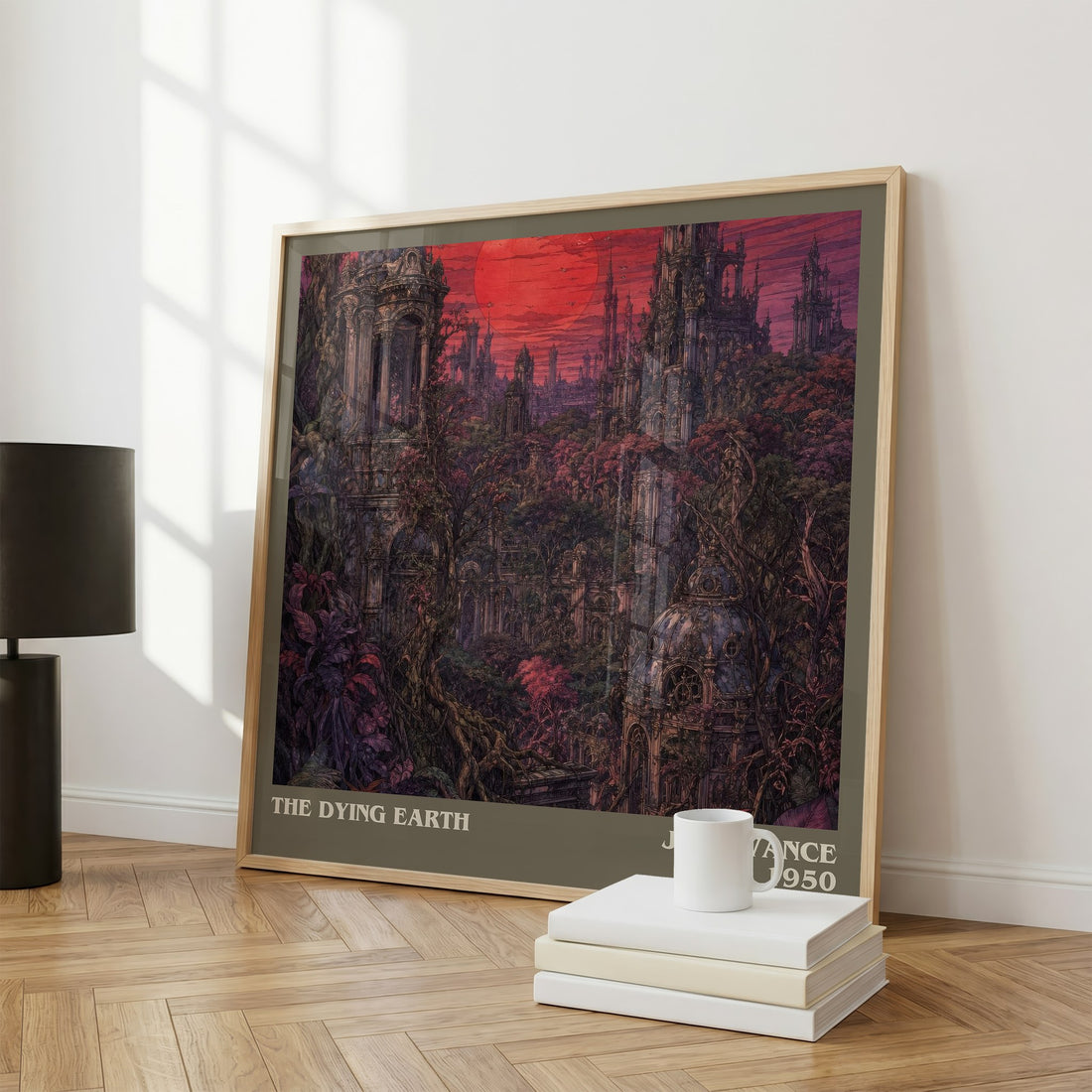 The Dying Earth literary print framed by window – literary home decor