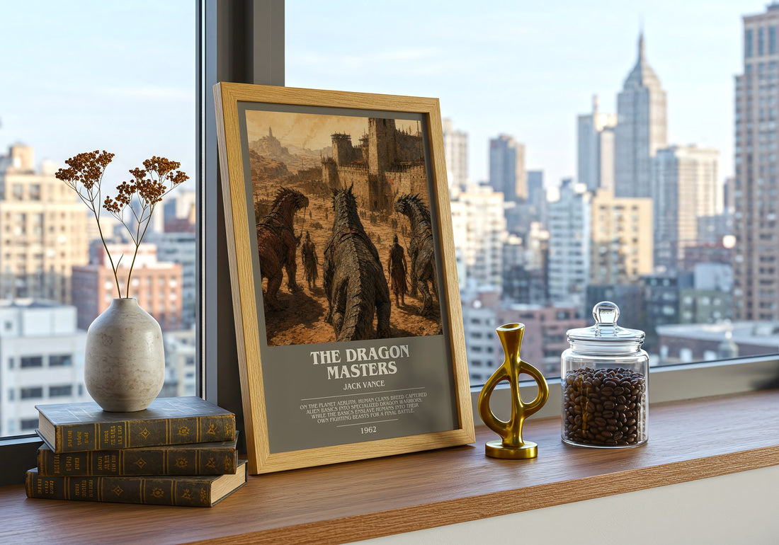 The Dragon Masters bookish print framed by window – literary home decor