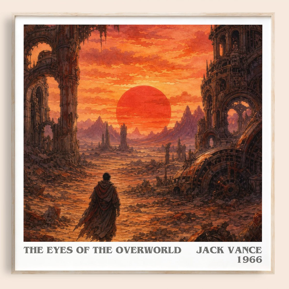 The Eyes of the Overworld Literary Art Print by Jack Vance – square framed poster